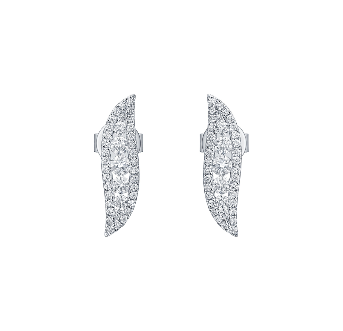 Sabel Collection White Gold Diamond Wing Climber Earrings